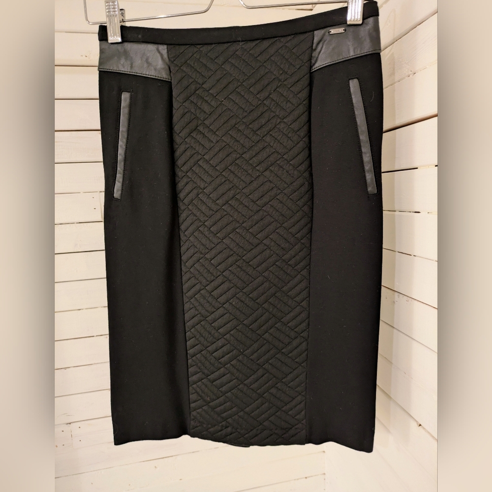 French Brand Pencil leather padded skirt